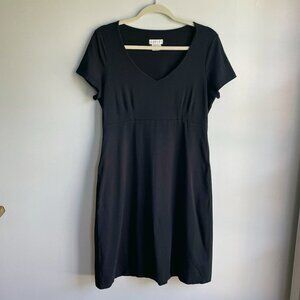 Green Cotton/Garnet Hill Black Empire Waist Cotton Jersey Dress | Size 10​​